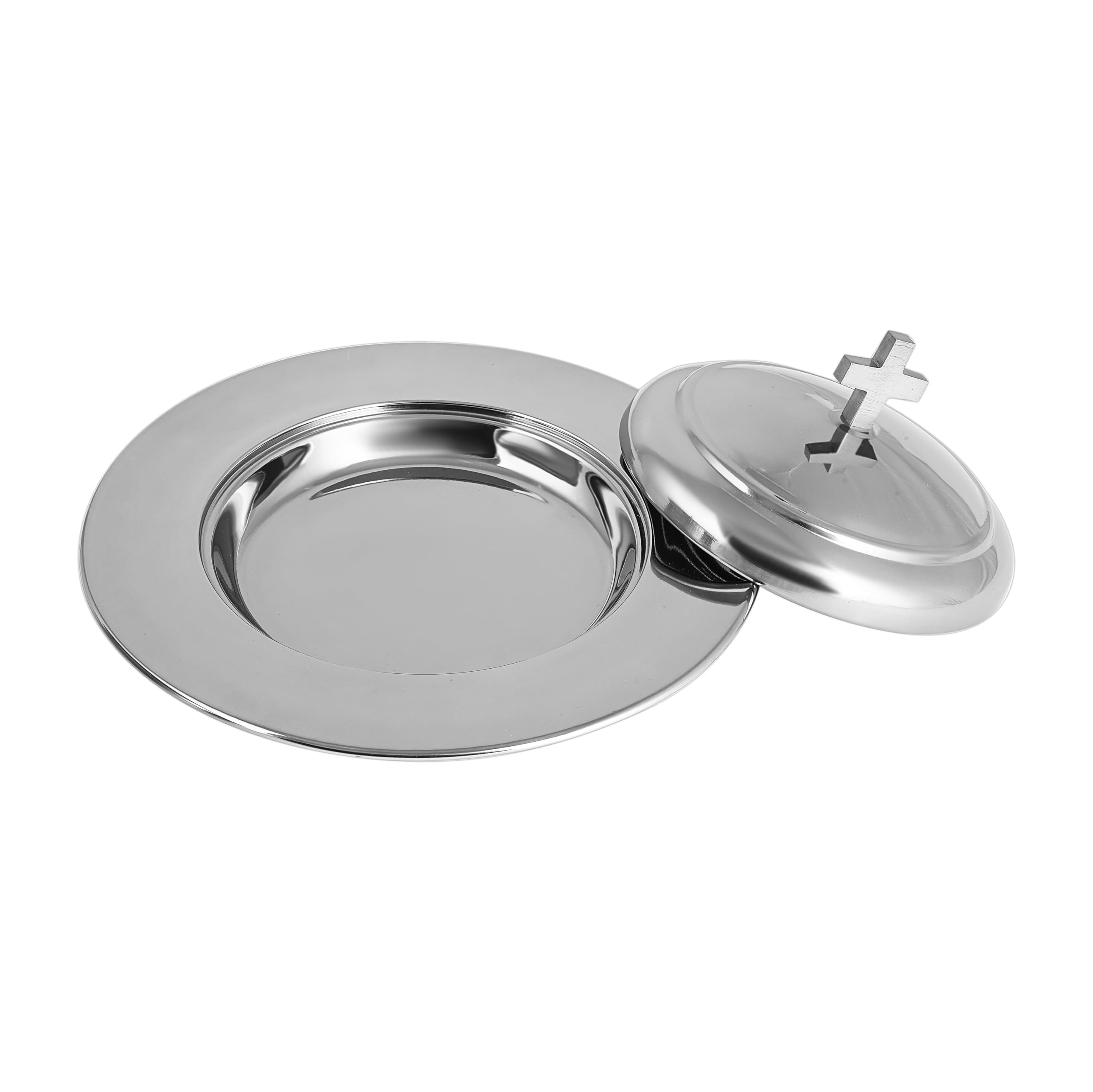 Mayur ExportsCommunion Ware Holy Stacking Bread Plate With A Lid - Stainless Steel (Mirror/Silver)