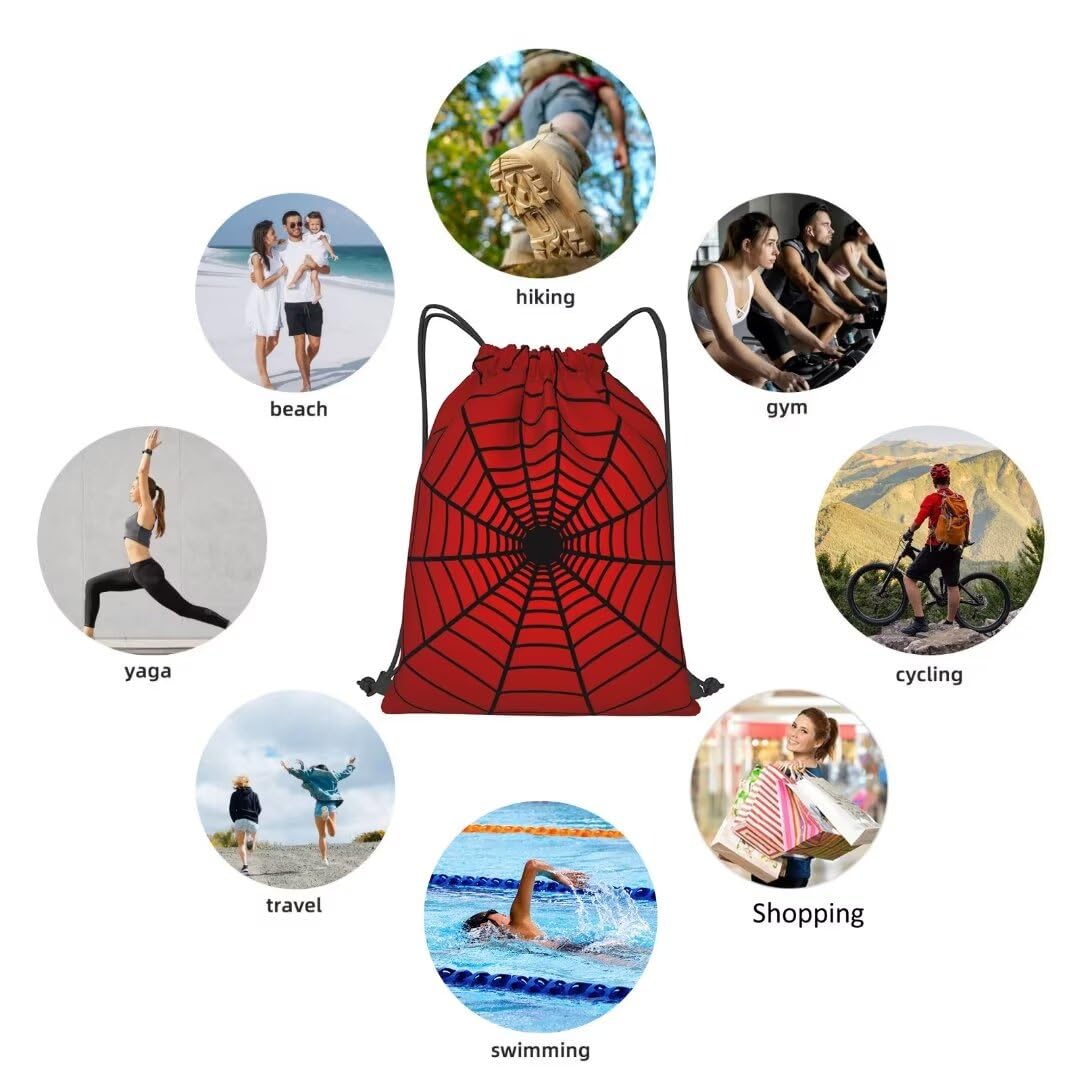 Lindas bolsas de cordón elegantes para mujeres y hombres, saco deportivo de gimnasio, mochila casual para yoga, viajes, compras, Red Spider Web, Mochilas Daypack 7
