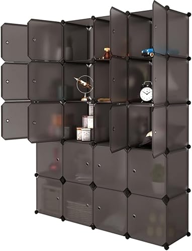 Organizador de ropa de 20 cubos con 2 varillas para colgar, estantes apilables de plástico de 5 niveles, multifunción, estantes de almacenamiento