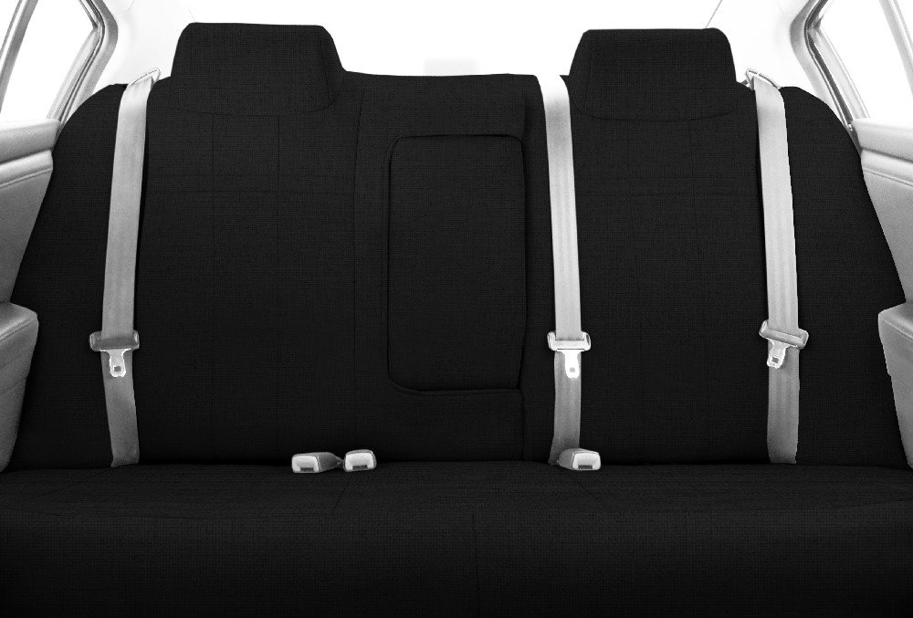 Rear 40/60 Split Back & Solid Cushion Seats, CalTrend Tweed Seat Covers for 2010-2012 Subaru Outback Black Black Insert with Black Trim