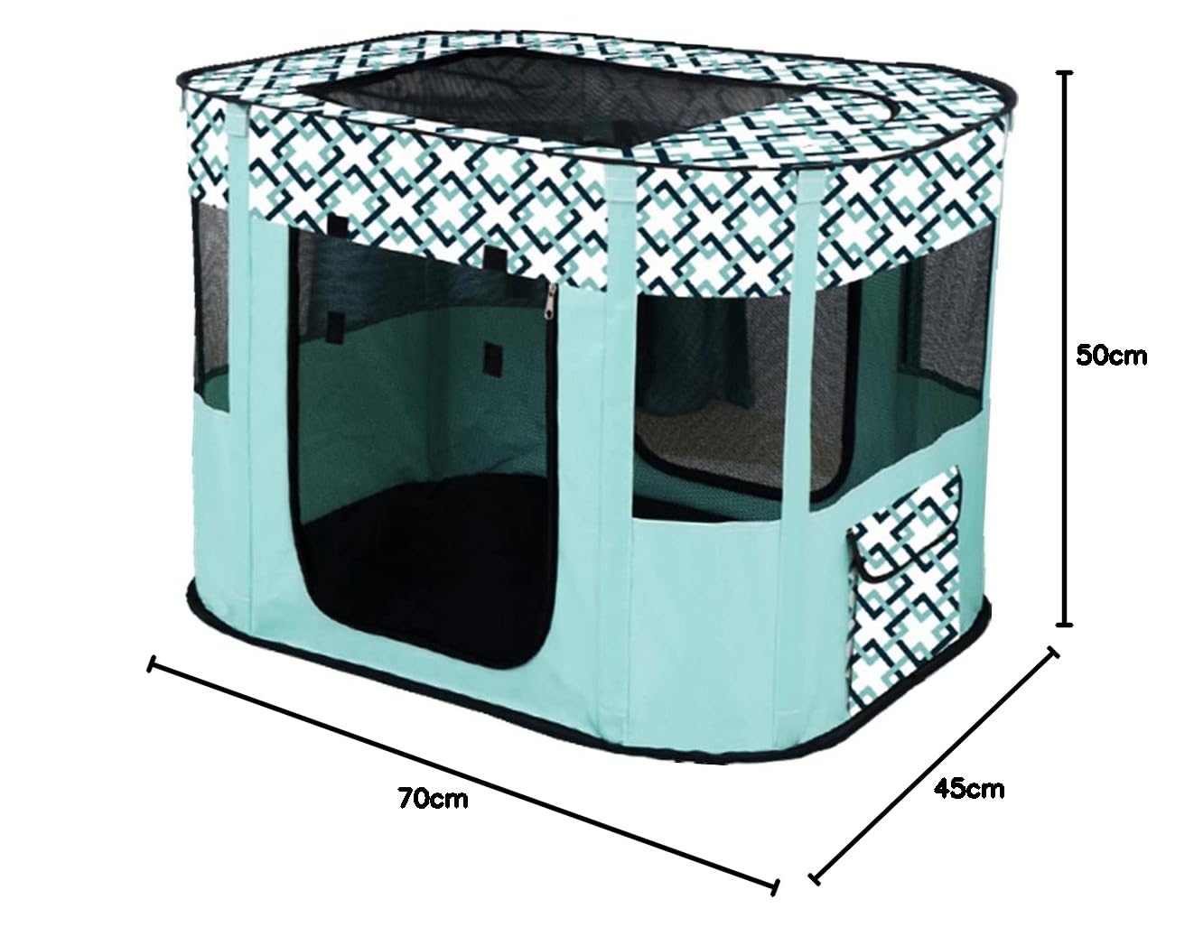 Cuccia portatile per animali domestici, pieghevole, rettangolare, per sala da parte, cuccia per gatti, cuccioli, cuccia per animali domestici (Azzurro, S/70 * 50cm)