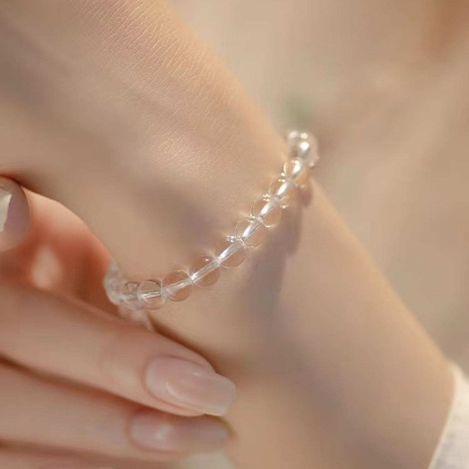 Pulsera de Cristal Transparente Blanco Natural con Piedras Preciosas elásticas Hecha a Mano, Cristal curativo, energía de Cuarzo, Chakras, joyería para Mujeres Hombres, cumpleaños,3a,10MM