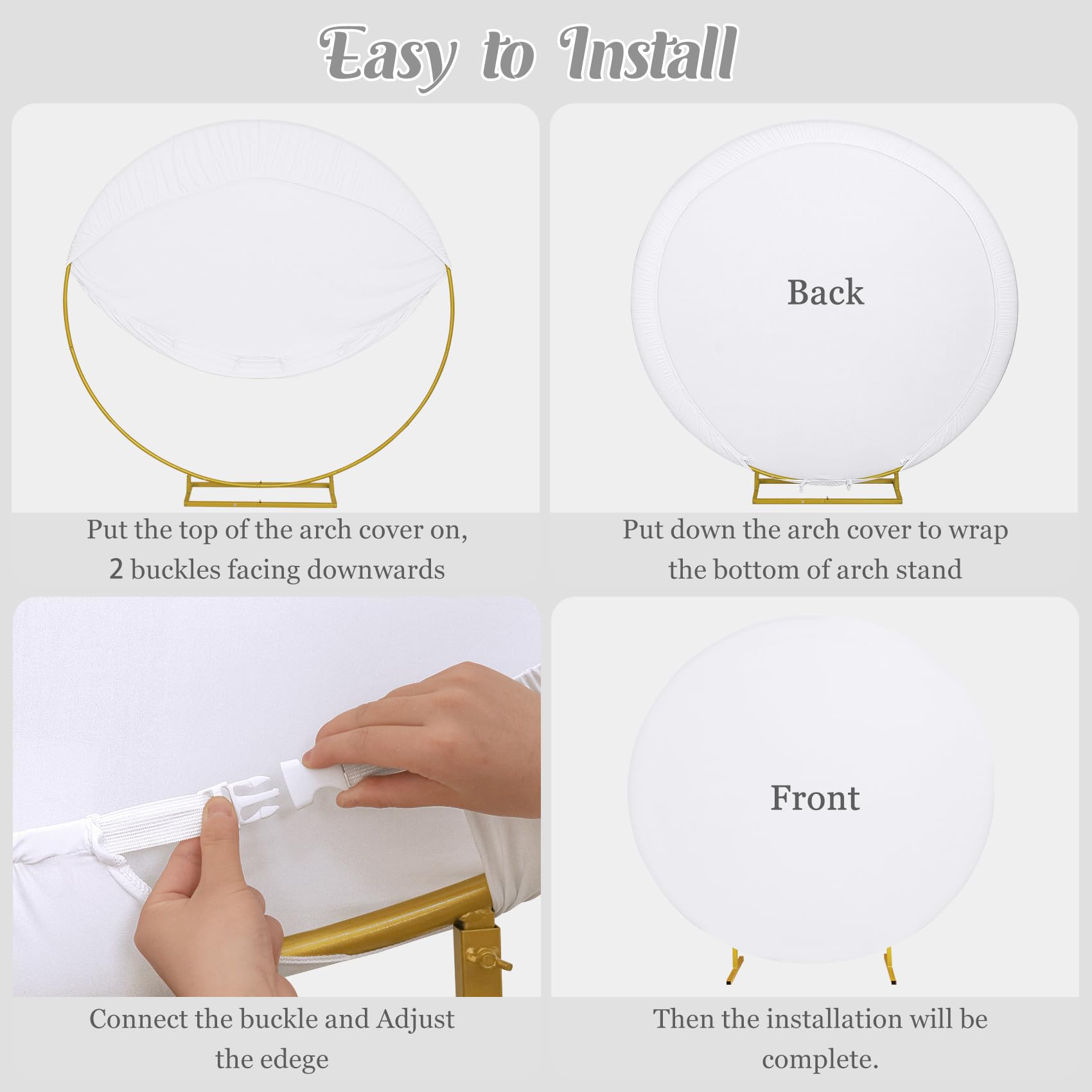 7.2FT Round Spandex Fitted Wedding Arch Cover for Circle Arch Stand, Thick Spandex Fabric Adjustable Round Arch Backdrop Cover for Wedding Birthday Party Baby Bridal Shower Decor?White?