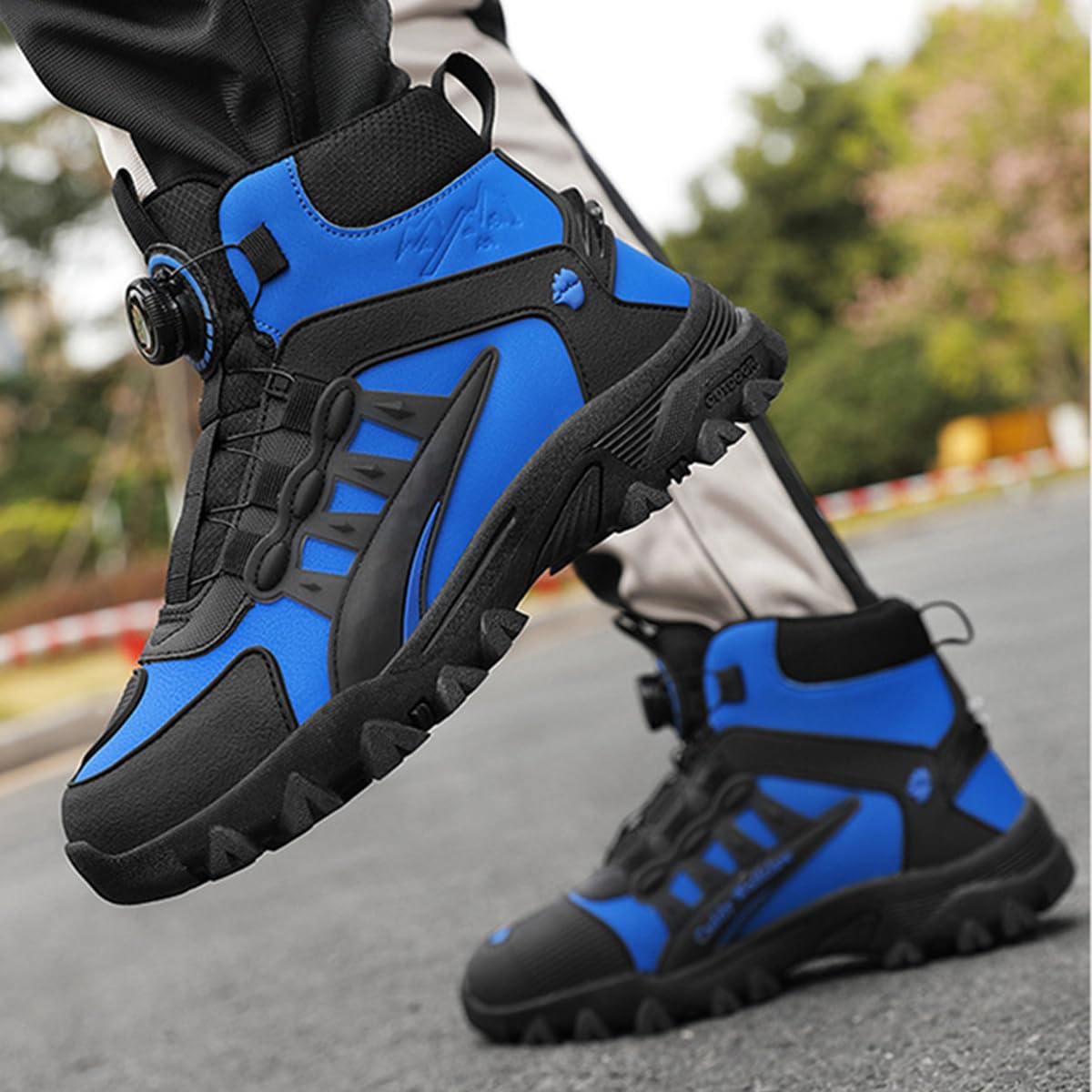 Motorradschuhe Herren Sommer Motorradstiefel atmungsaktive mit Schaltpolster, rutschfeste Sohle Powersportschuhe Motororad Sneaker