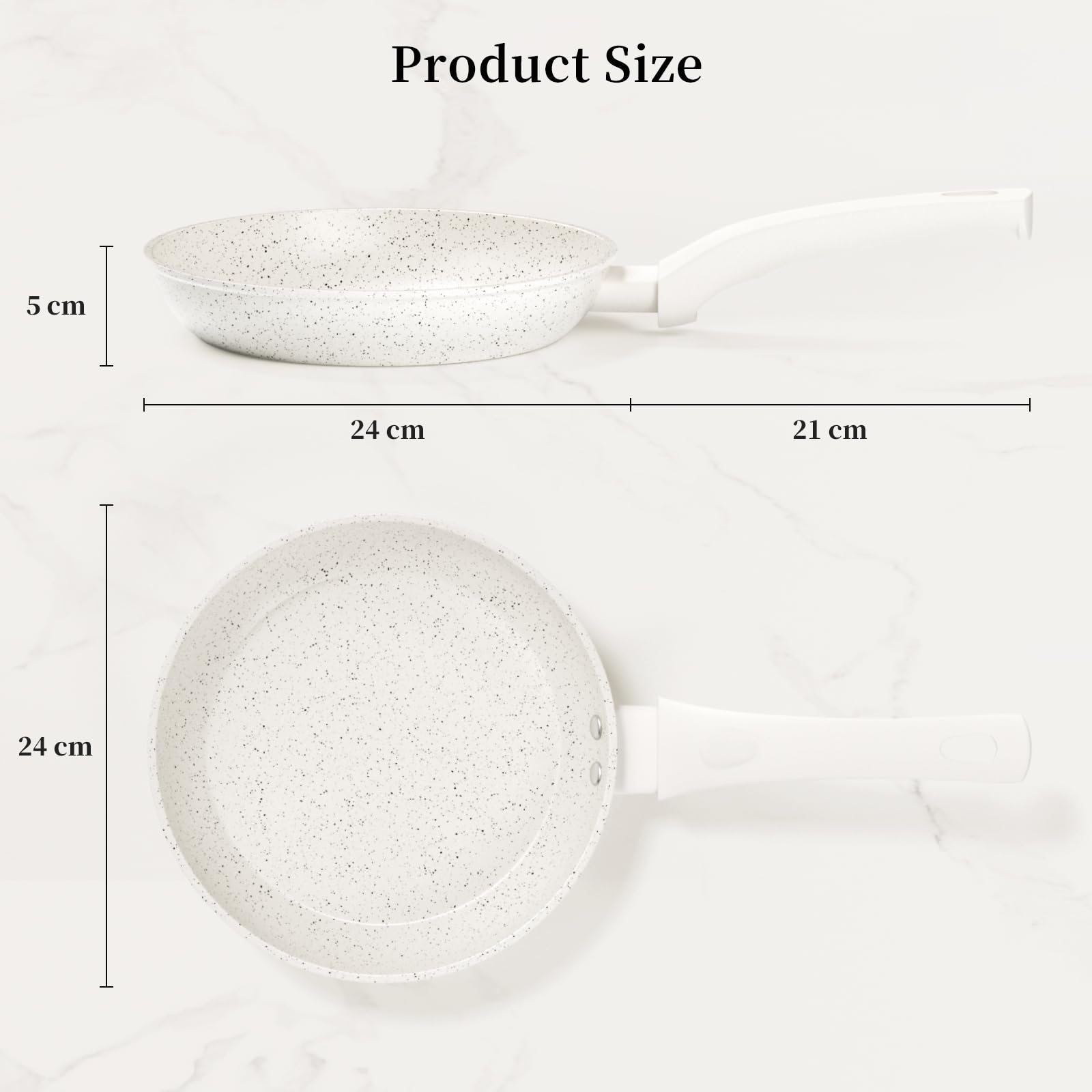 Innerwell Sartén antiadherente 24 cm, Sartenes induccion, Granito revestimiento antiadherentes Profesional, Ceramica Sartén Tortillas, sin PFOA, sin toxicos, apta Horno, Lavavajillas, Rosa — view 24