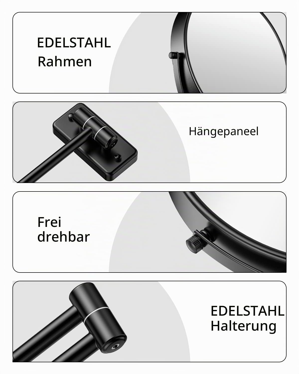 Gospire Kosmetikspiegel Wandmontage 9 Zoll Doppelseitiger Wandspiegel Rasierspiegel Schminkspiegel mit Normal und 10 Fach VergroBerung,360°Schwenkbar,verchromt für Badezimmer, Kosmetikstudio,Hotel