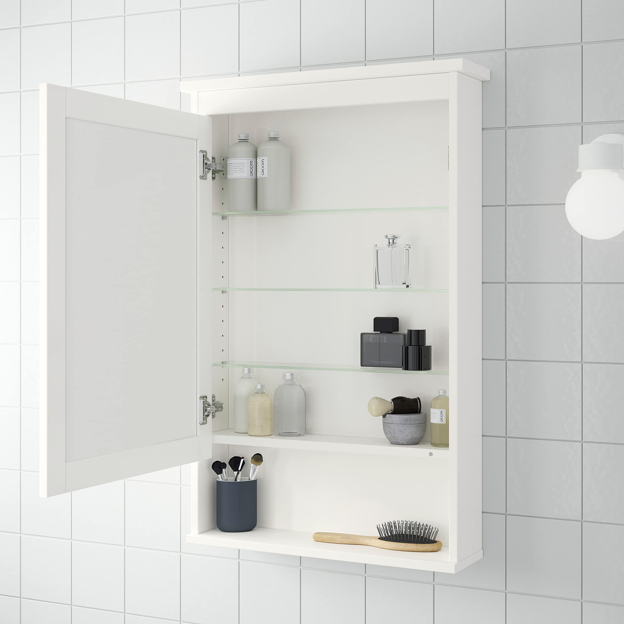 IKEA HEMNES Spiegelschrank mit 1 Tür, 63 x 16 x 98 cm, Weiß Küche, Haushalt & Wohnen