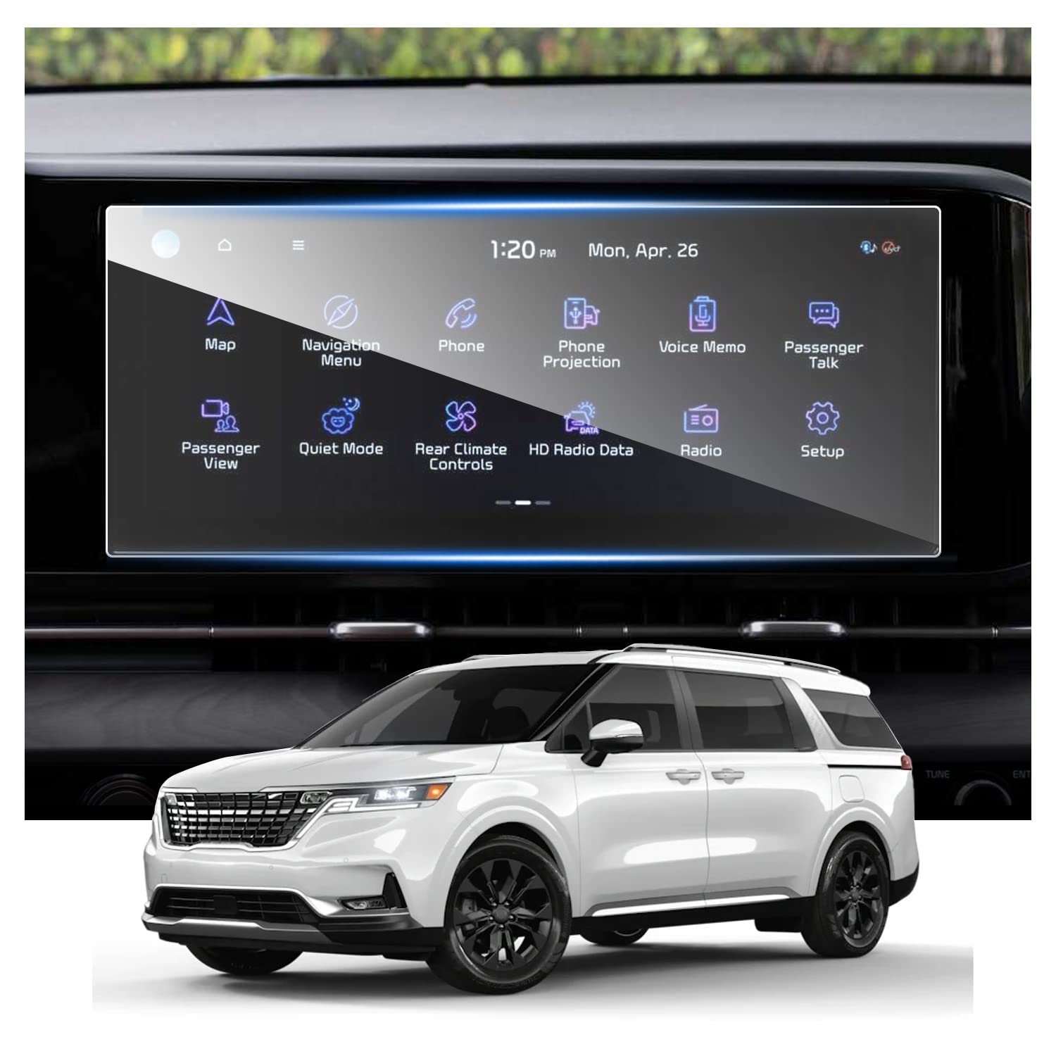 Screen Protector for Kia Carnival 12.3-in Radio Touch Screen Kia Carnival KA4 2022-2024 Accessories 9HD Anti-scratch & Explosion Tempered Glass Compatible with 2022 2023 2024 Kia Carnival