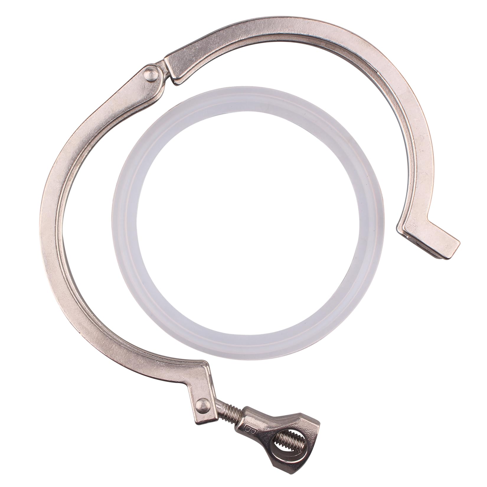 4 Inch Tri Clamp Set - 304 Stainless Steel With Silicone Gaskets (2 Clamps + 2 Gaskets)
