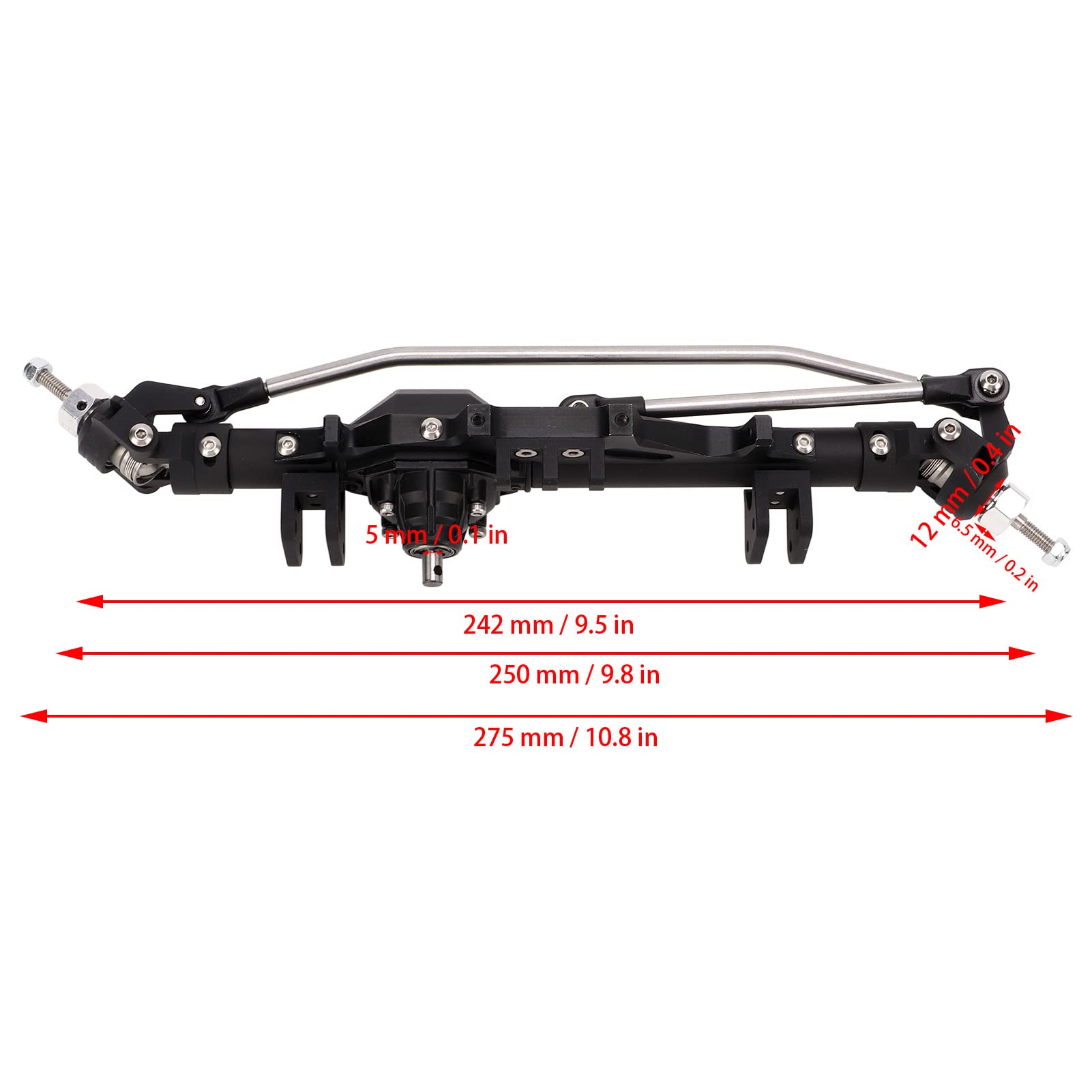 FILFEEL /10 RC Oś Przednia w Kształcie Stopu Aluminium Ulepszenie dla Axial Wraith 90018 90020 90045 RR10 (BLACK)