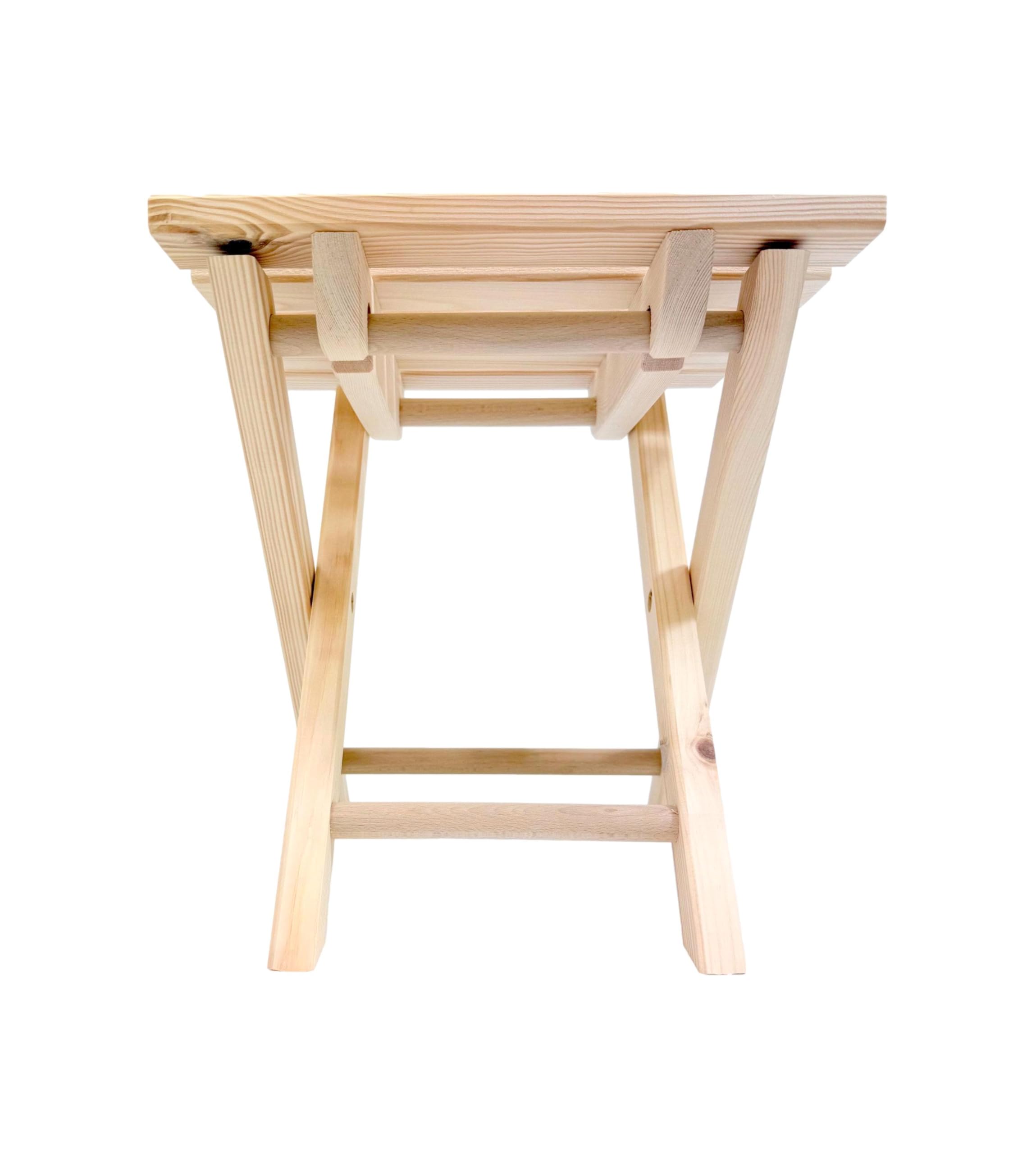 Wooden World - Taburete de Madera Plegable 2 en 1 – Mesa Auxiliar, Soporte para Plantas – Madera Natural, para Interior/Exterior, jardín, balcón, Camping – 30x28x32 cm