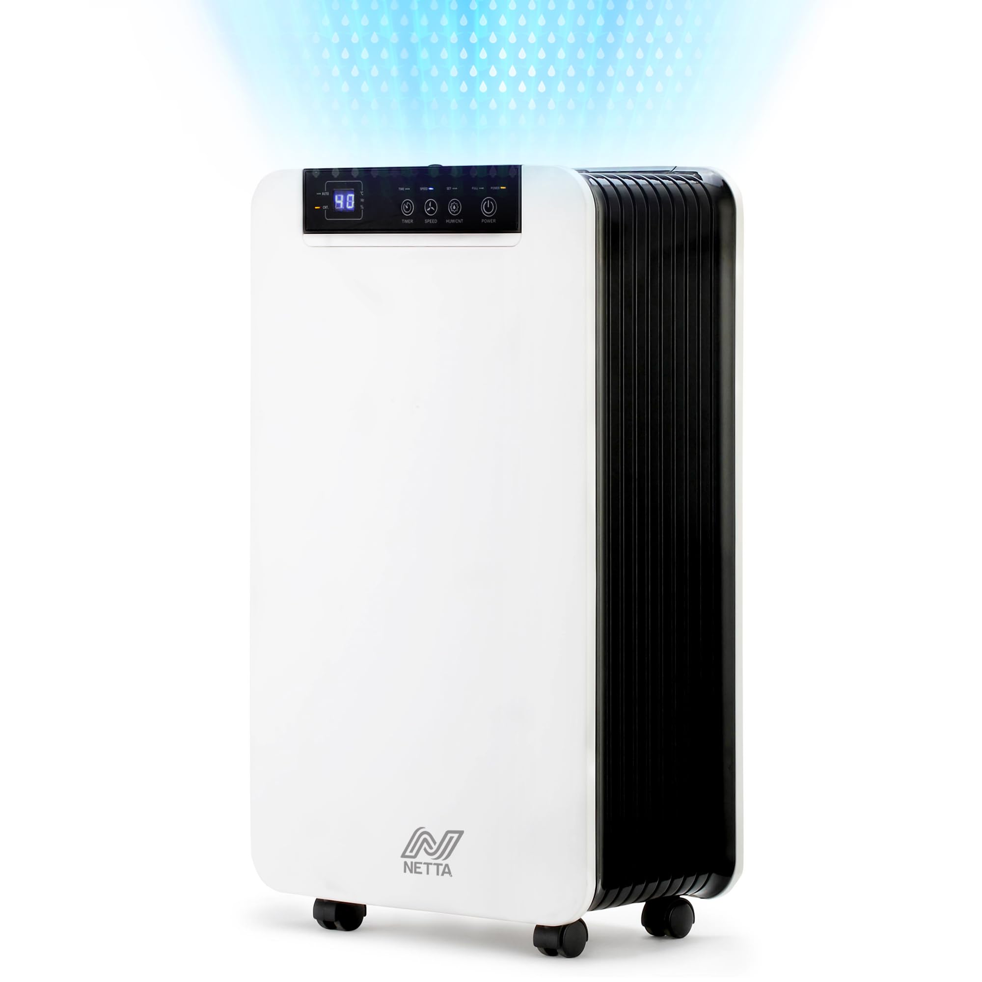 12L/Day Low Energy Dehumidifier - Digital Control Panel, Air Filter, Continuous Drainage, Auto Restart, Timer, 1.5L Water Tank - For Home & Office, Damp Mould Control, Laundry Cloth Drying