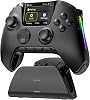 ManbaOne Interactive Screen Wireless Gaming Controller for PCSwitchSwitch 2iOSAndroid,Gamepad with Hall Effect Stick & Trigger,RGB Lighting,Remappable Buttons,1800mAh with Charging Dock Black