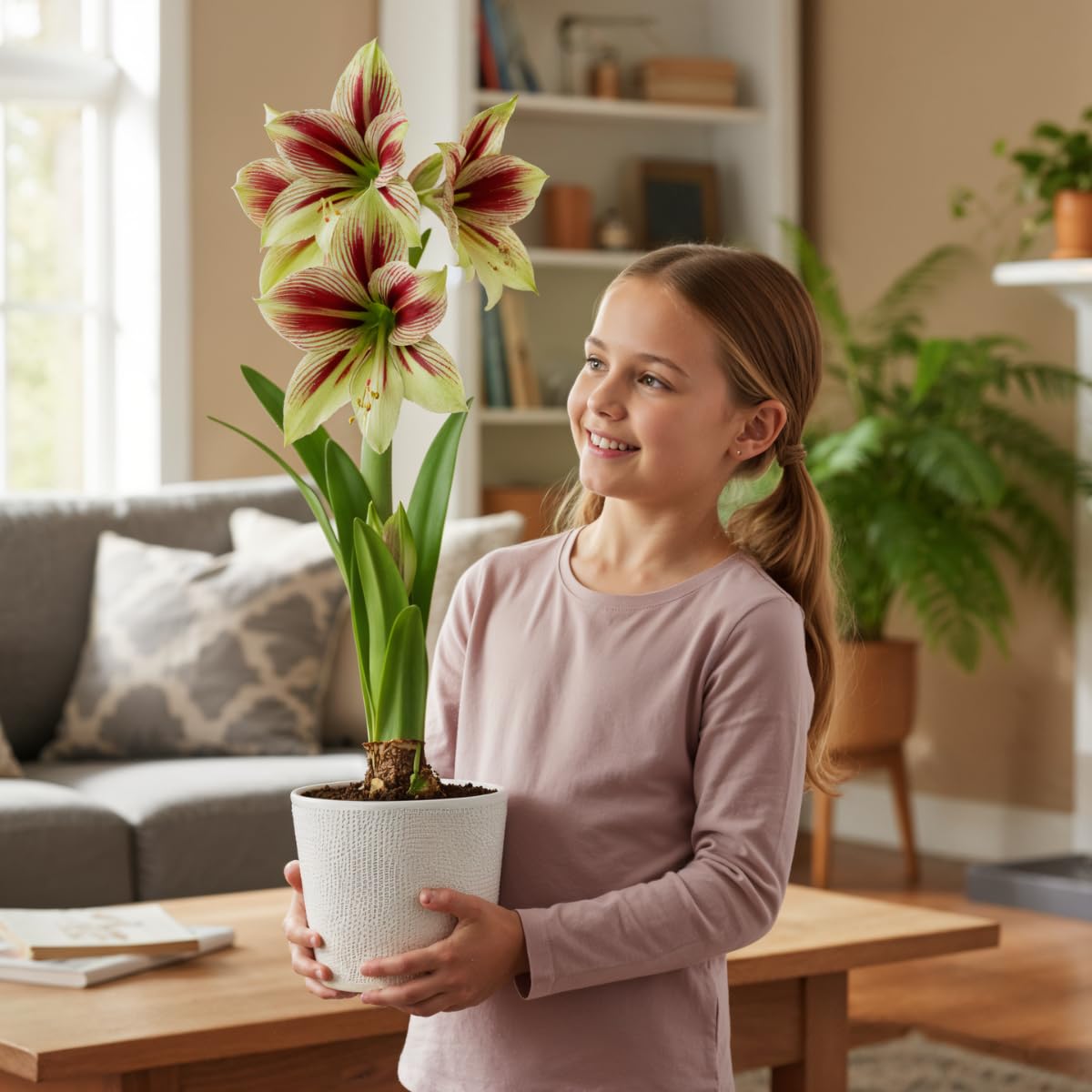 Amaryllis Bulbe Papilio 1 pièce - Bulbes à fleurs grand format 20/22 - Hippeastrum