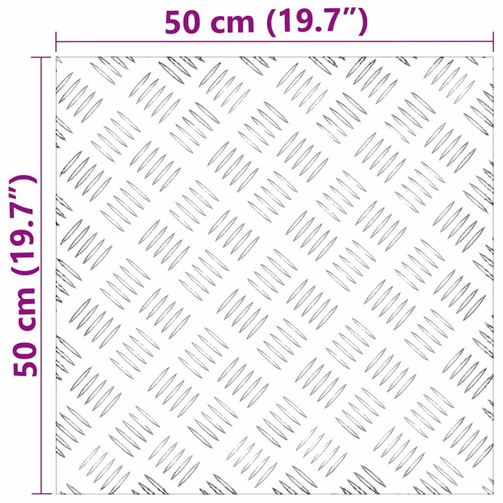 Peldaños cuadrados de aluminio plateado, 50 x 50 cm cada pieza, juego de 4 unidades de chapa estriada, antideslizante para escaleras interiores y exteriores, protección para pisadas