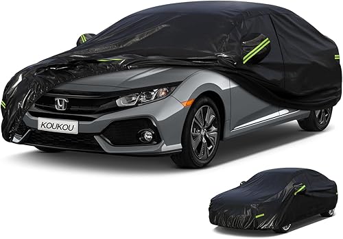 KouKou Funda impermeable para automóvil para todo tipo de clima, 7 capas para automóviles con cremallera, ajuste universal para sedán, Honda Civic,