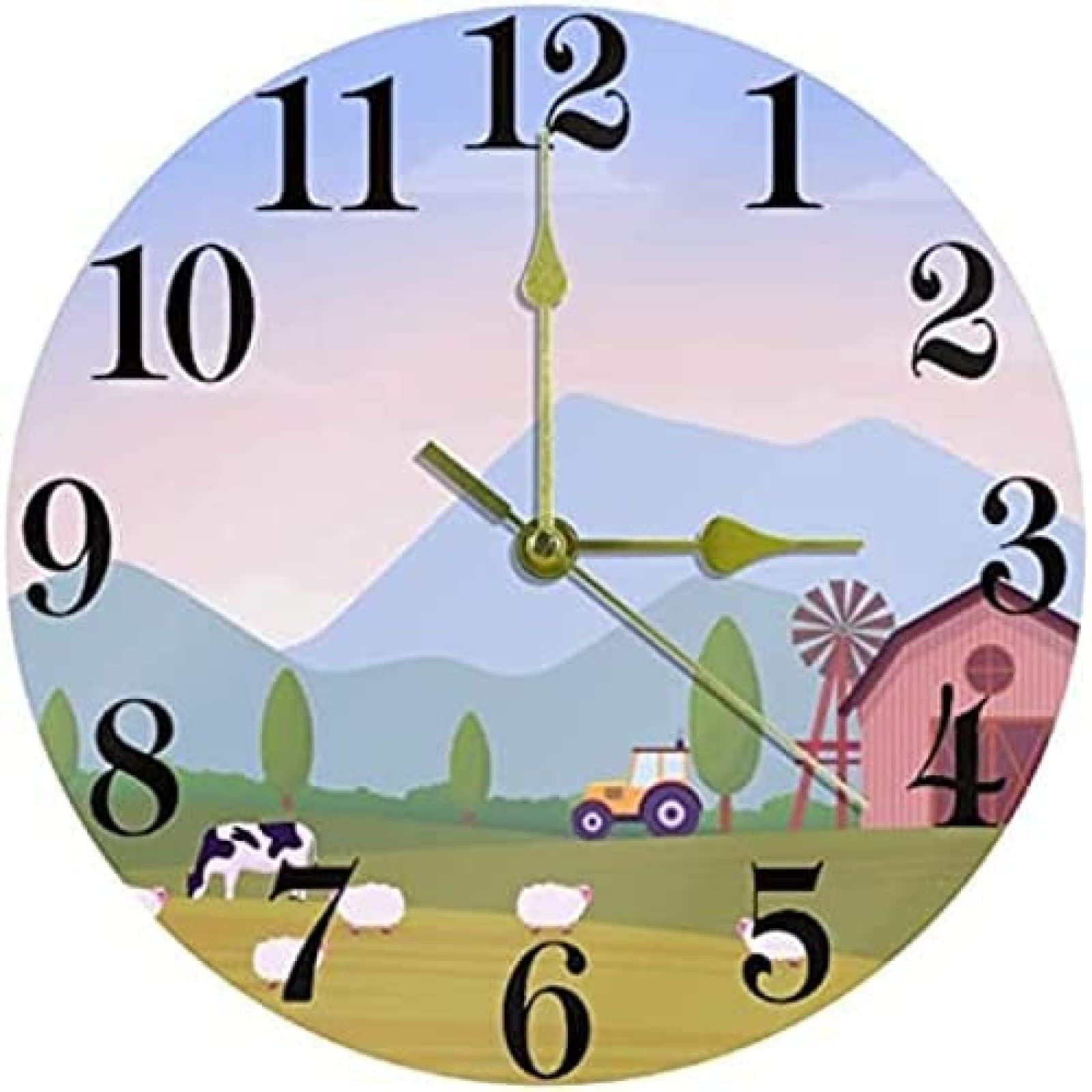 Amazon.co.jp: 壁掛け時計ファームランドスケープ背景壁掛け時計、12