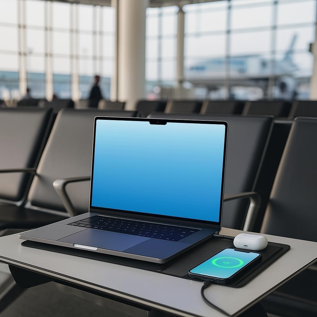 4-in-1 Laptop Sleeve/Case with Mag Safe Charging, PU Leather (15-16inch) Tech Folio | Black | Soft Shell (Foldable)