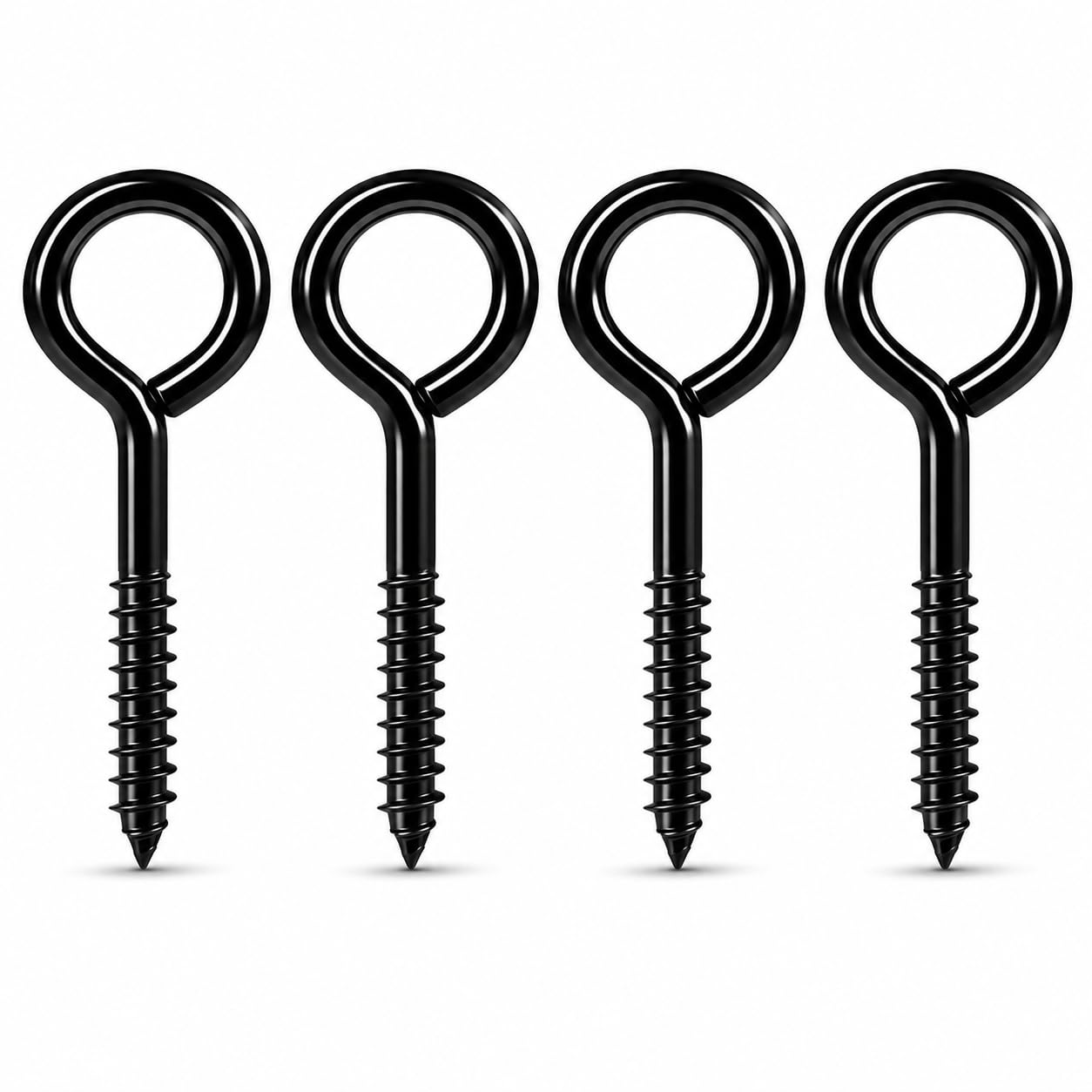4 PCS 5 Inch Eye Hooks Screw in Heavy Duty, Stainless Steel Eye Bolts and Eyelet Screws Black, Rust Resistant Eye Hooks for Indoor Outdoor Fixing on Wood Ceilings Beams and Walls