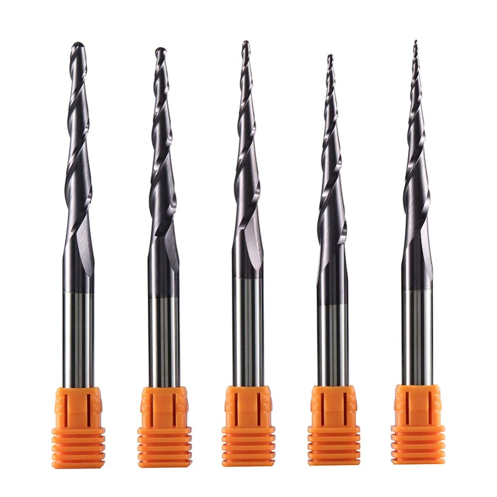Stożkowy frez końcowy, Frez stożkowy z węglika spiekanego 3,175-8 mm R0,25-R2 Frez CNC Drewno Metal(R1.5-47-D8-TiAlN)