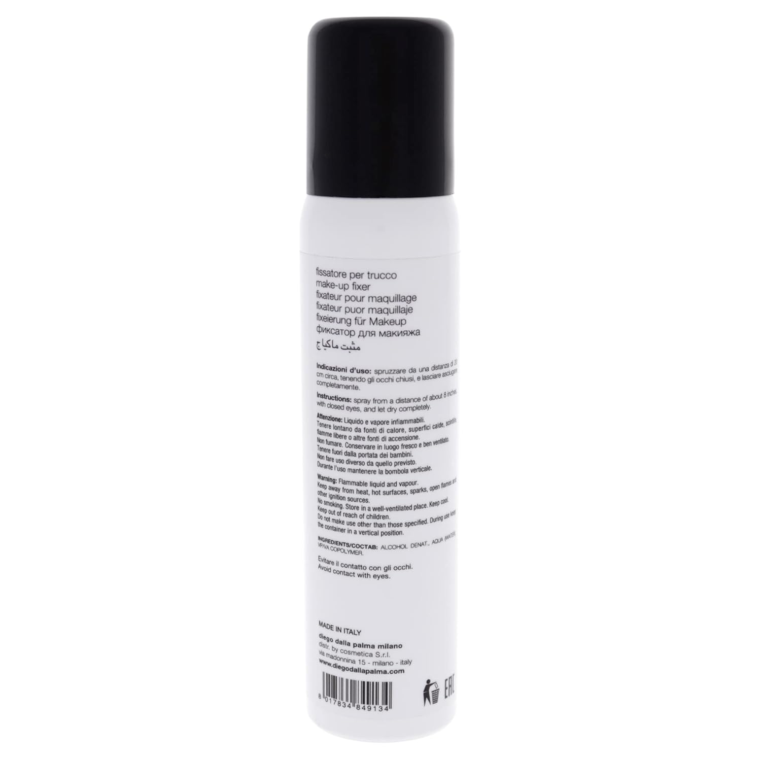 Diego dalla Palma Makeup Fixer - Fixing Spray - Special Formula - Rich In Hydrating Active Ingredients - Leaves Skin Soft And Free To Breathe - Extremely Comfortable - For All Skin Types - 3.4 Oz