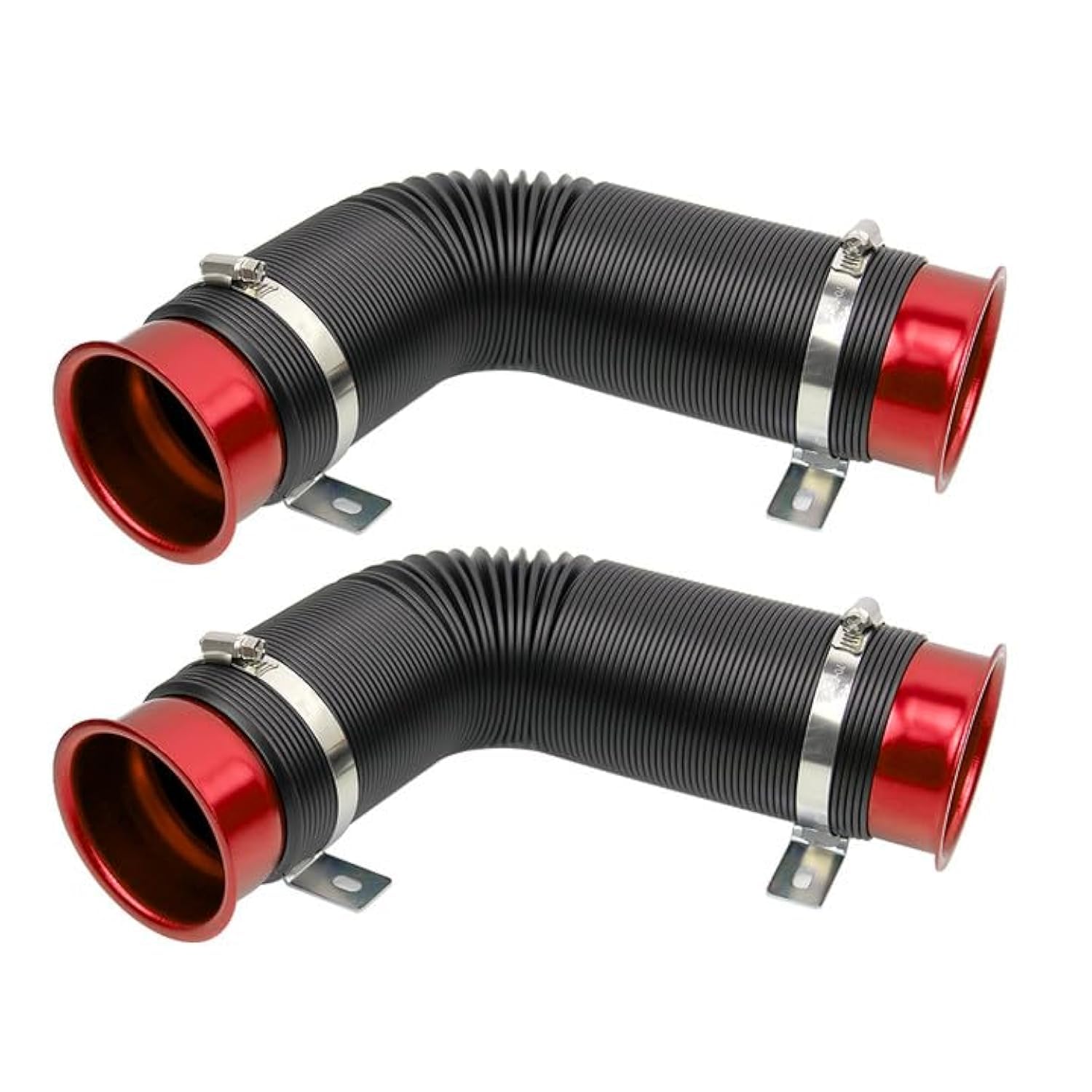 Sporacingrts 2PCS Air Intake Pipe Inlet Hose Adjustable 76mm Flexible Cold Air Intake Turbo Univer sal Red 3inch 76mm