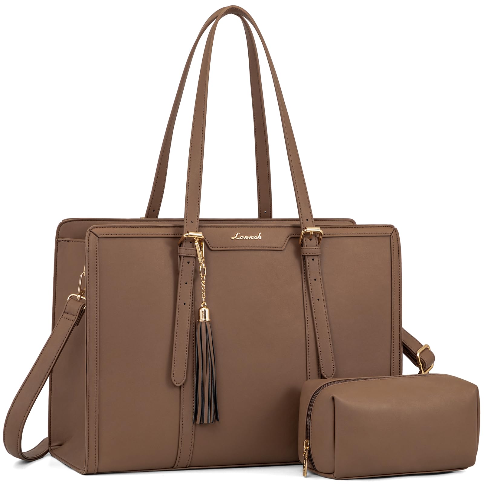 LOVEVOOK Laptop Tote for Women - 15 6 inch Lightweight PU Laptop Bag Large Capacity Computer Bag with