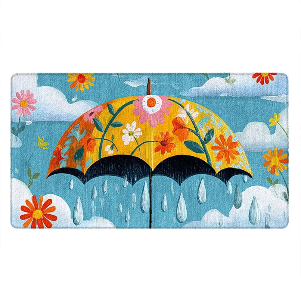 Grand Tapis de Souris Jeu XXL 1200x600x3mm avec Bords Cousus, Base en Caoutchouc Naturel antidérapant Durable, Tapis de Clavier Lavable, Convient Les Jeux, la Maison Le Bureau, Parapluie Fleurs xR6912