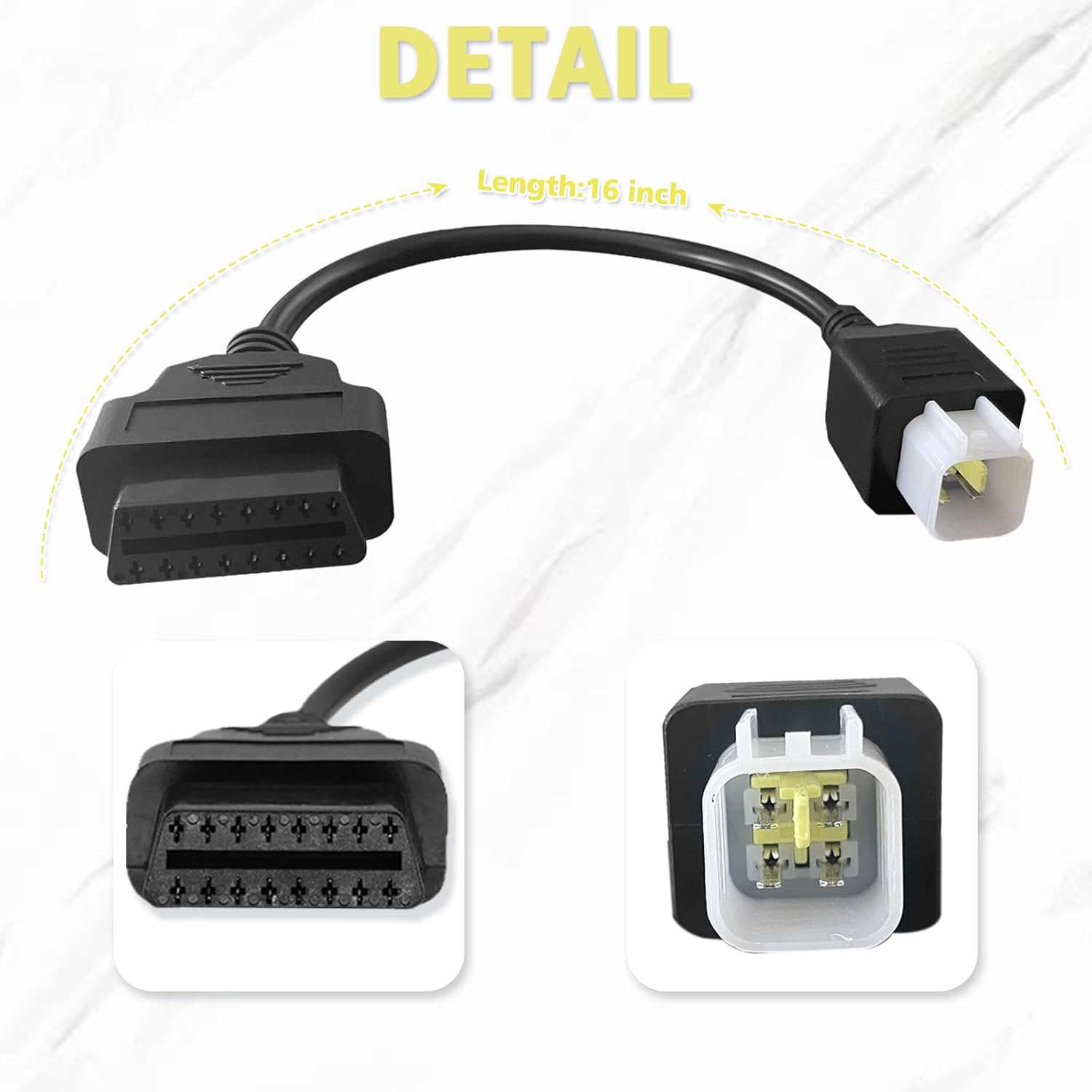 カワサキモーターサイクル診断ケーブル,6ピンから16ピンコネクター