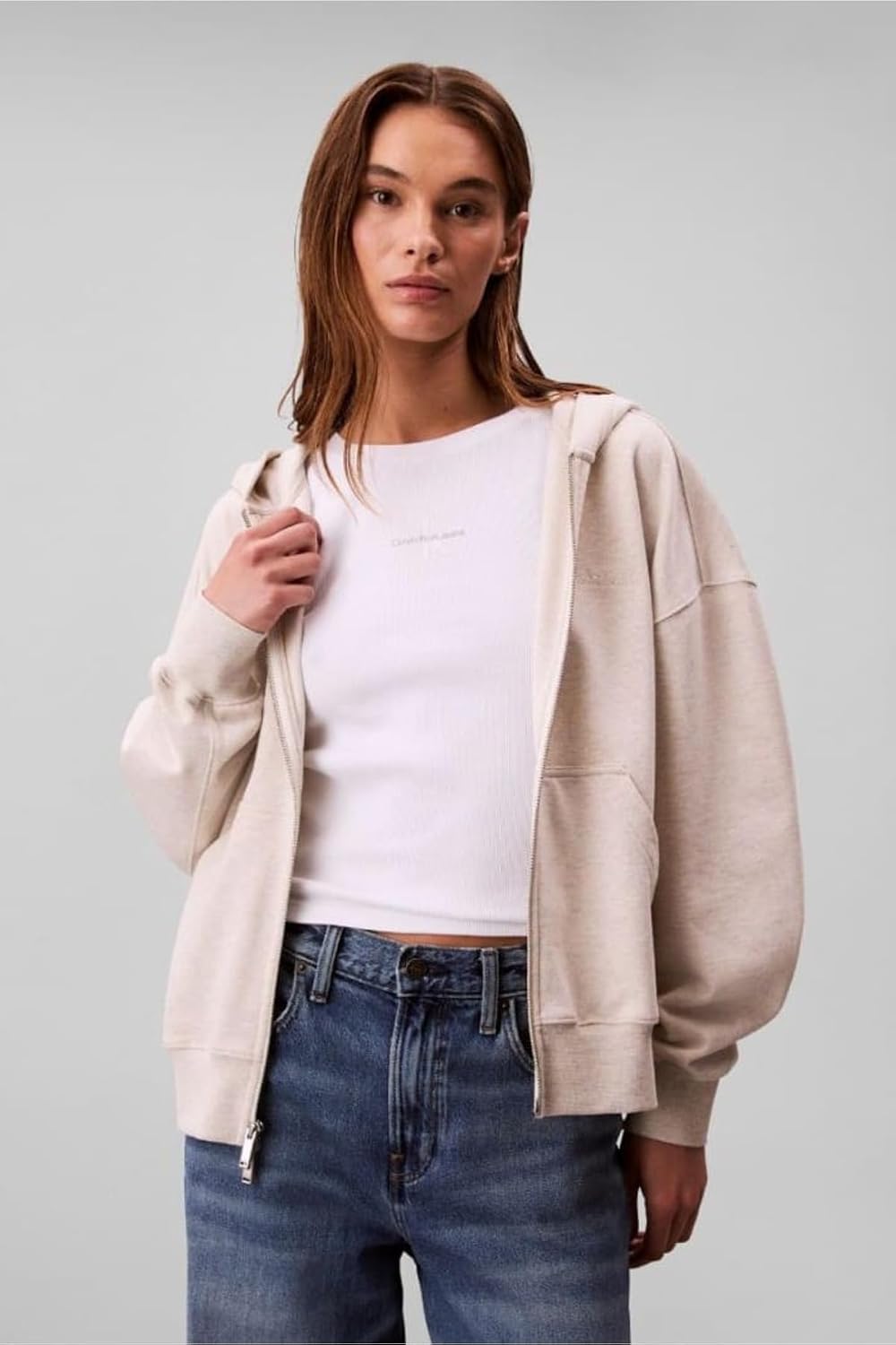 Calvin Klein A- Logo Emb French Terry Kapüşonlu Sweatshirt - Mavi, LV044C211G