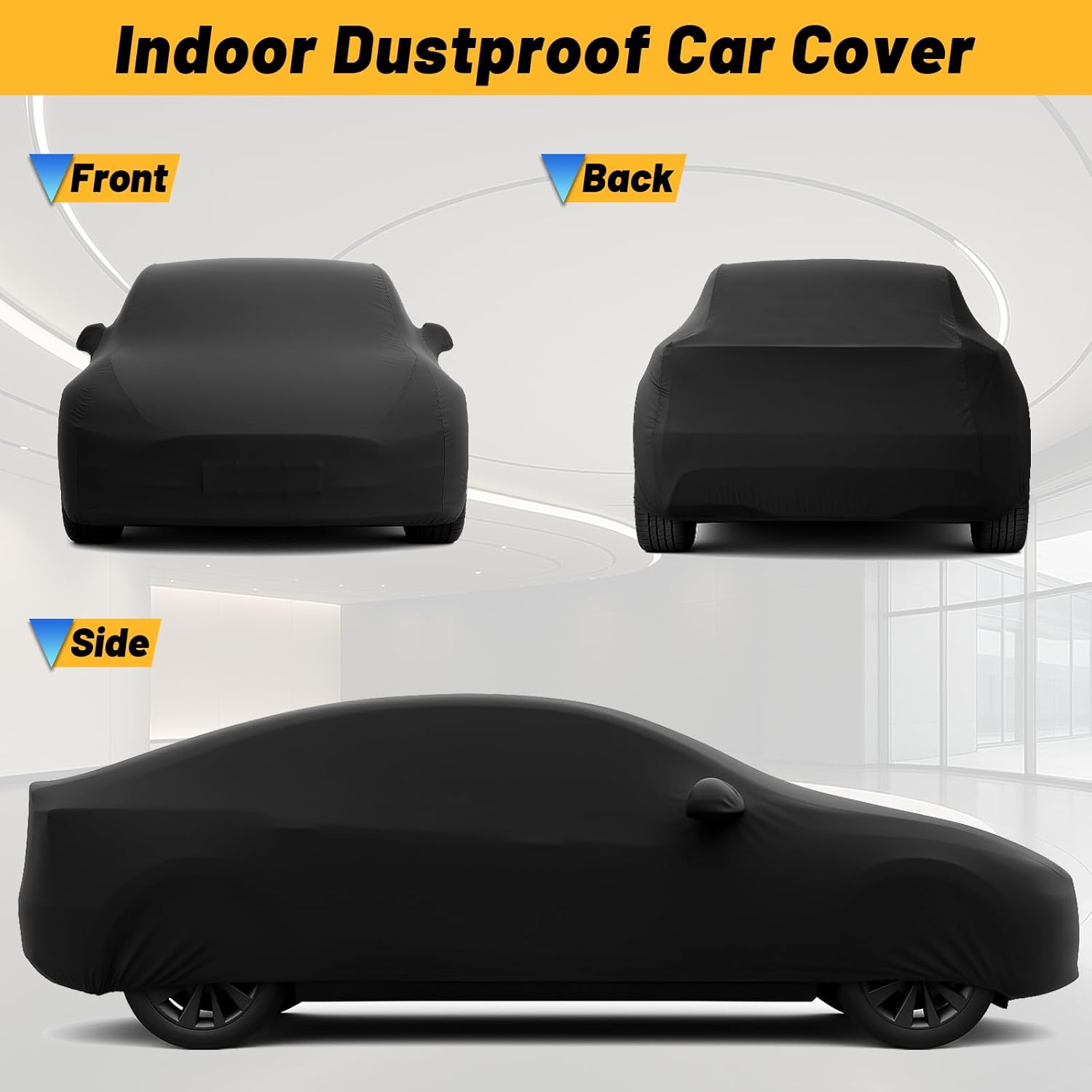 Favoto Car Cover for Model-3 Dustproof - Car Cover Indoor Compatible with Tesla Model 3 Stretch Cover with Charging Port Inside Protection Breathable Vehicle Cover for Underground Garage