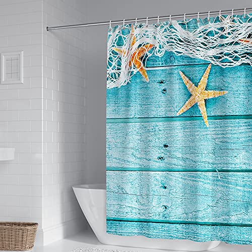 Rideau de douche polyester 165x200cm bleu et blanc anti moisissure - 2