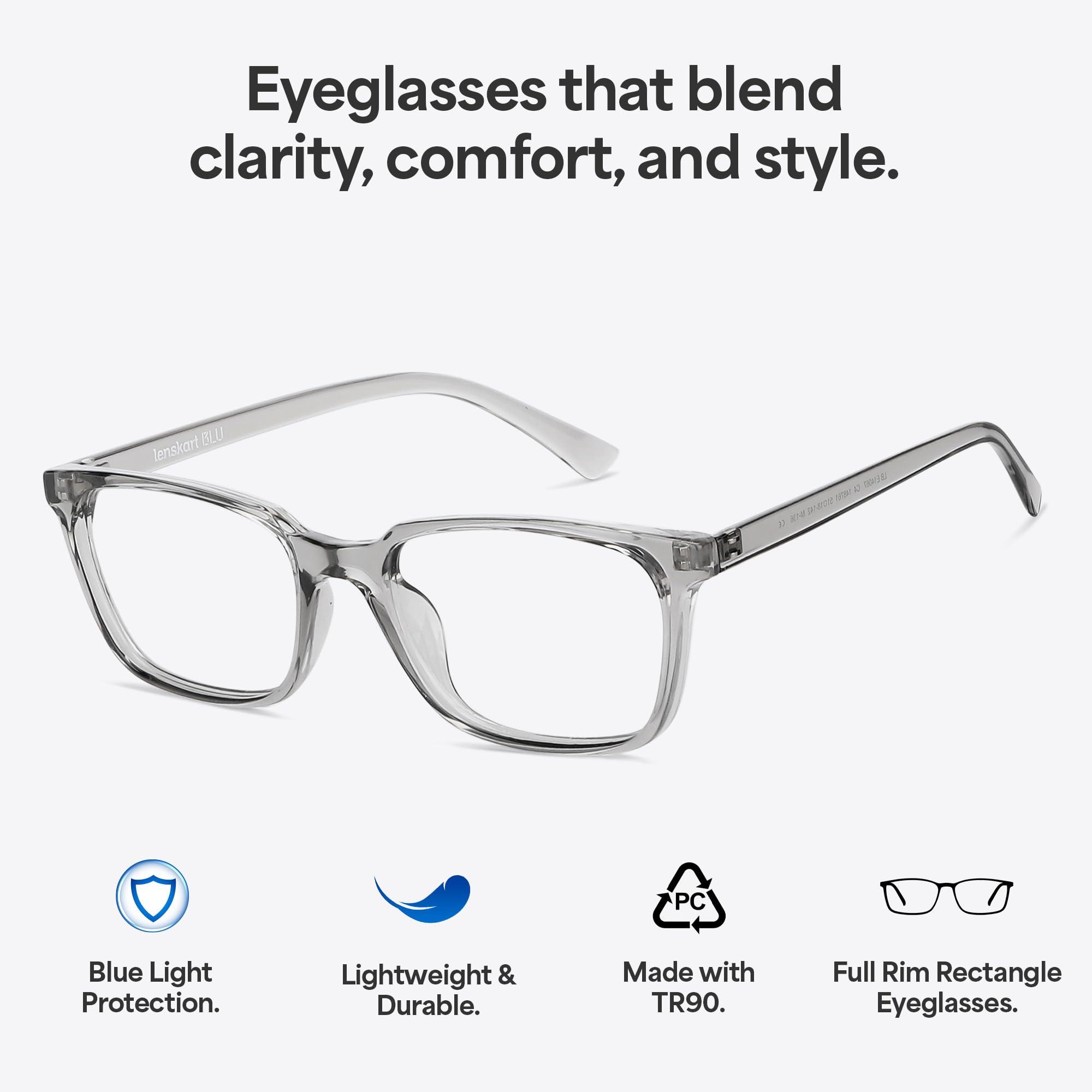 LENSKART BLU | Zero Power Bluecut & Antiglare Computer Eyeglasses For Eye Protection And Strain | Full Rim Round | Men & Women | Medium | LB E14060 4