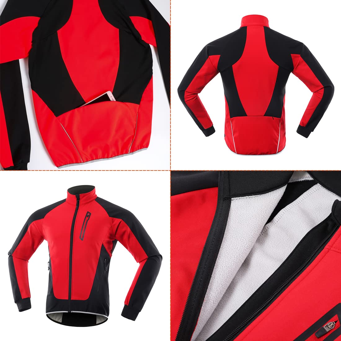 ENPAP Chaqueta de Ciclismo Mujer Invierno Térmica Softshell Chamarra Bicicleta Mujer Reflectante Chamarra Deportivo MTB Impermeable Chaqueta para Correr a Prueba de Viento
