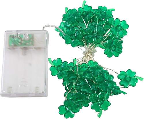 Miniatura 2 de Tira de luces verdes de 13 pies con 40 LED de trébol de cuatro hojas con control remoto, utilizada para decorar dormitorios, hogares, jardines,
