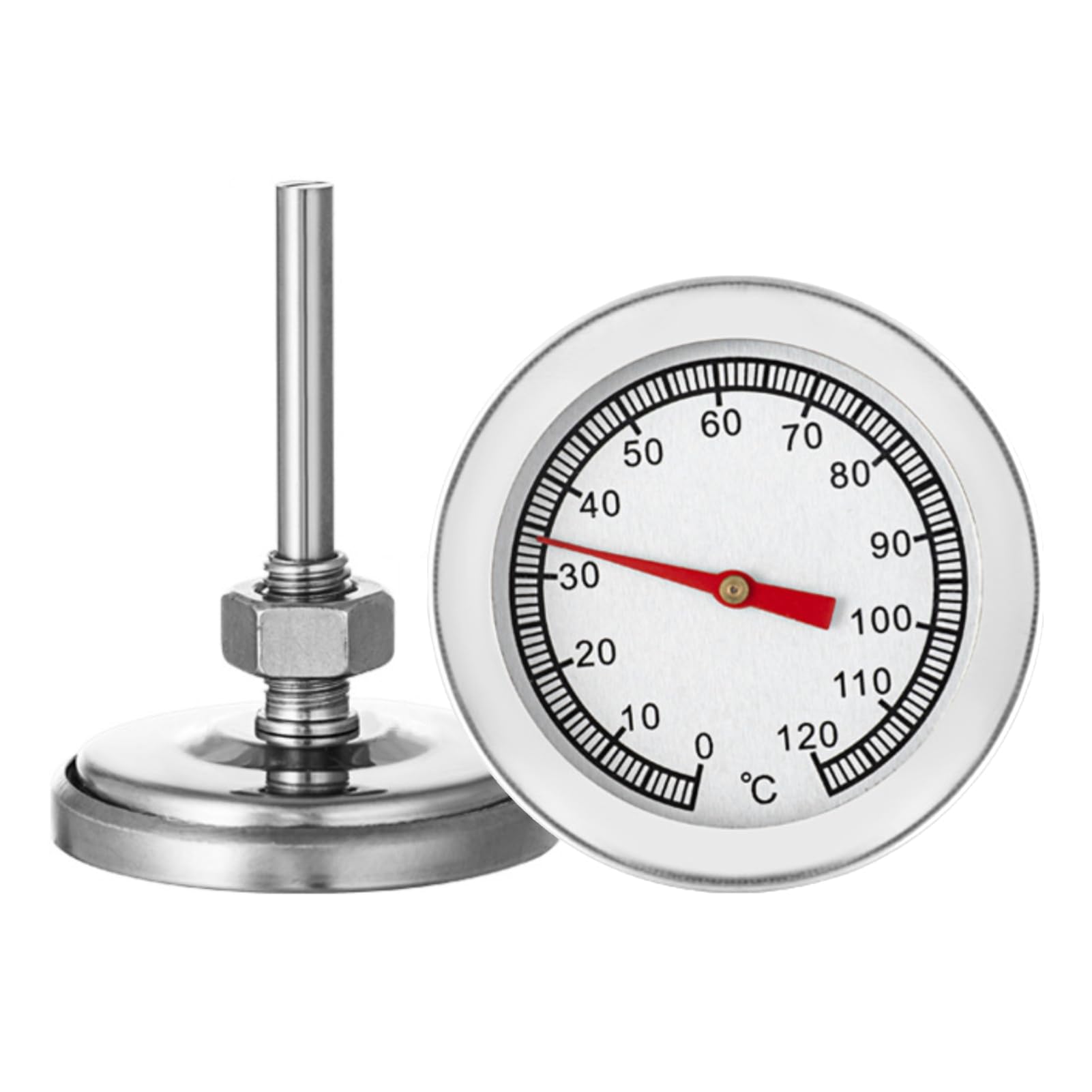 Bratenthermometer BBQ für Grill, Räucherofen, Pizza - Temperaturanzeige 120 ℃ für Kochen, Fleisch, Smoker Oven - Edelstahl Küche Lebensmittel Thermometer