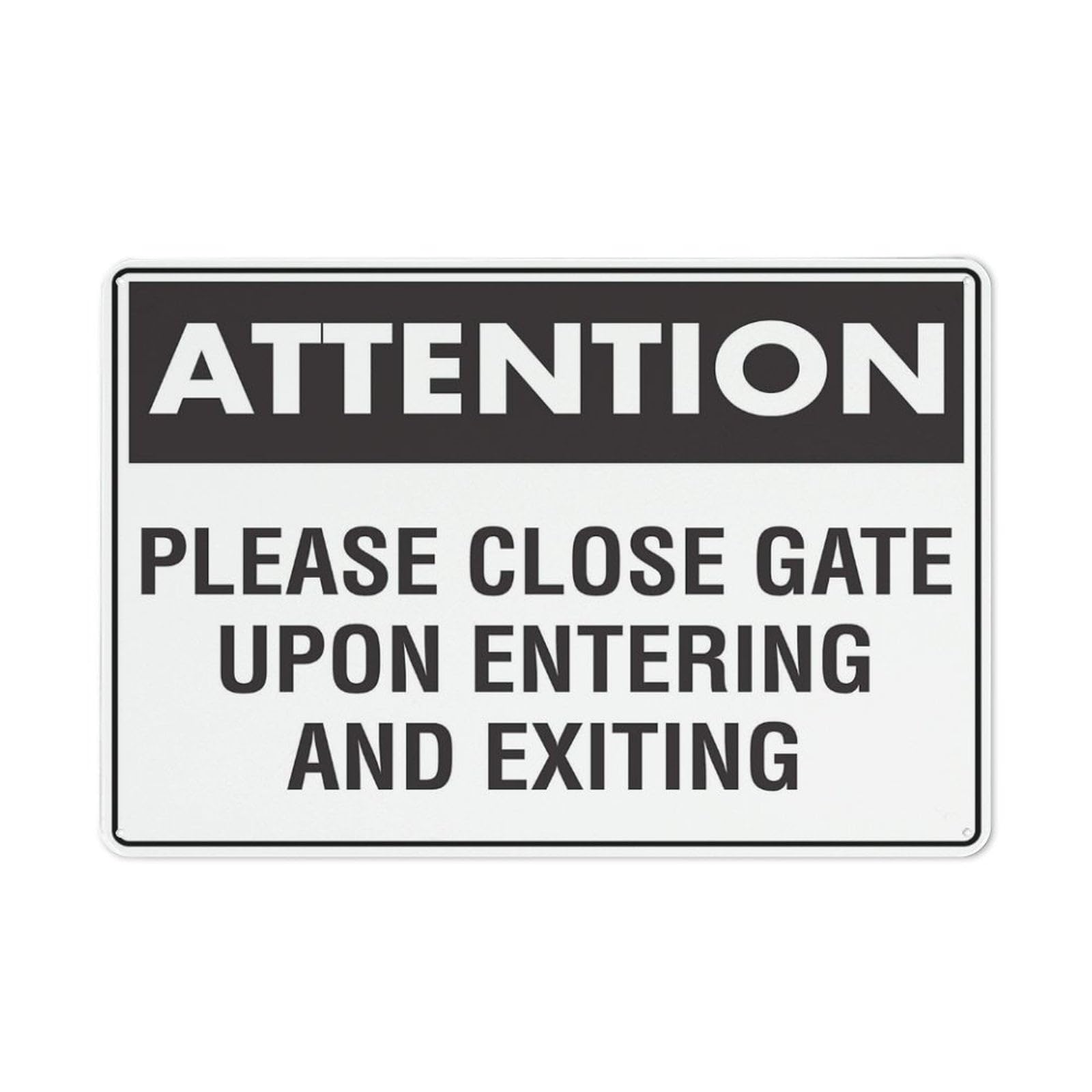 Peiyeety A08 Attention Please Close Gate Upon Entering And Exiting Sign Outdoor Signs Aluminum 12X16 Inches Uv Ink Printed For House And Business