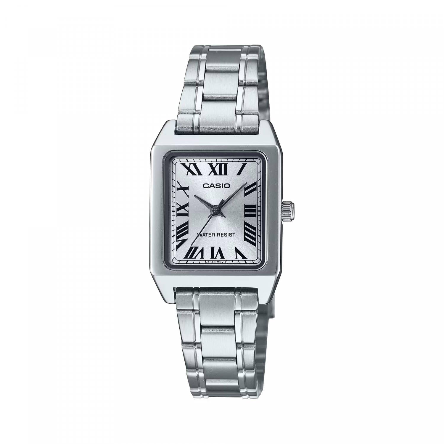 CASIO TIMELESS COLLECTION Quarzuhr Damen – Edelstahl, quadratisches Gehäuse, silbernes Zifferblatt