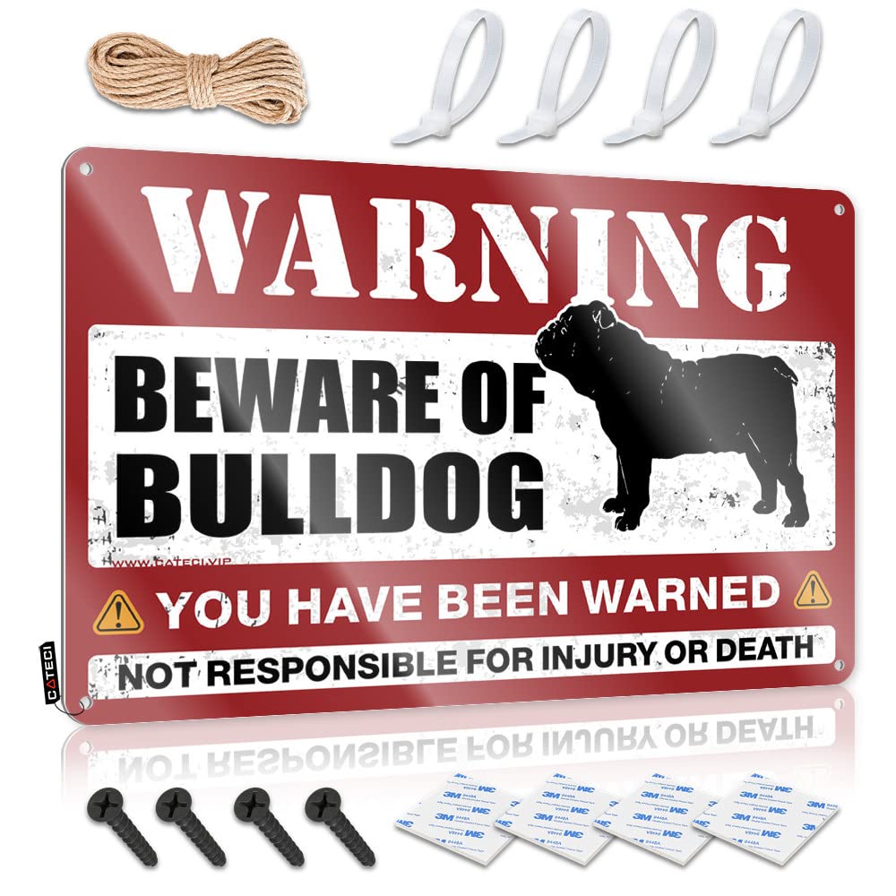 Vintage Bathroom Decor Man Cave Funny Wall Art - Beware Of Bulldog Ideas Rustic Wall Hanging(20X30CM)