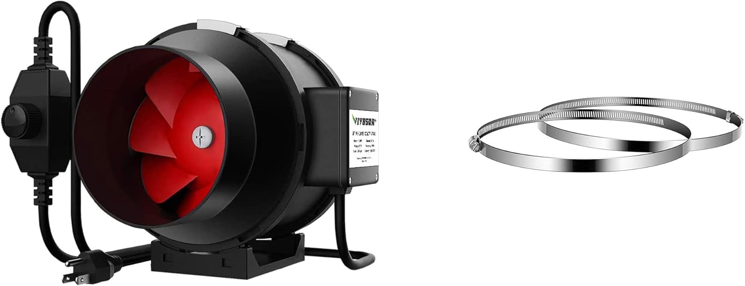 VIVOSUN 6 Inch 390 CFM Inline Duct Fan - Stainless Steel Air Ducting Clamps : Industrial & Scientific
