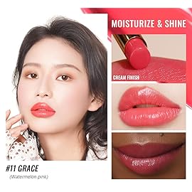 Oulac Watermelon Pink Lipstick - Moisturizing Lip Stick Glossy Tinted Lip Balm, Sheer Shine Juicy Finish, Lightweight and Hydrating Formula for Dry Lip Care, Vegan 2.2g/0.07oz (11)