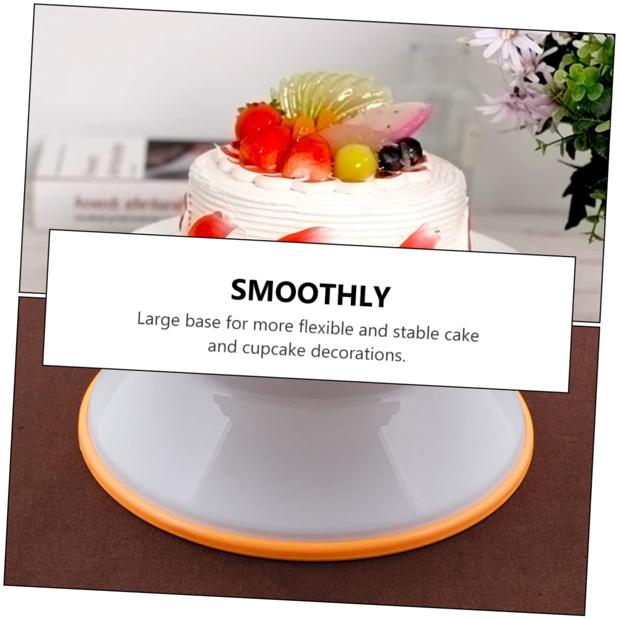 COLLBATH Plato Giratorio para Pasteles Bandeja Giratoria de Plástico Mesa de Trabajo Giratoria para Hornear Pasteles Suministros para Repostería para Hacer Tartas y Casa