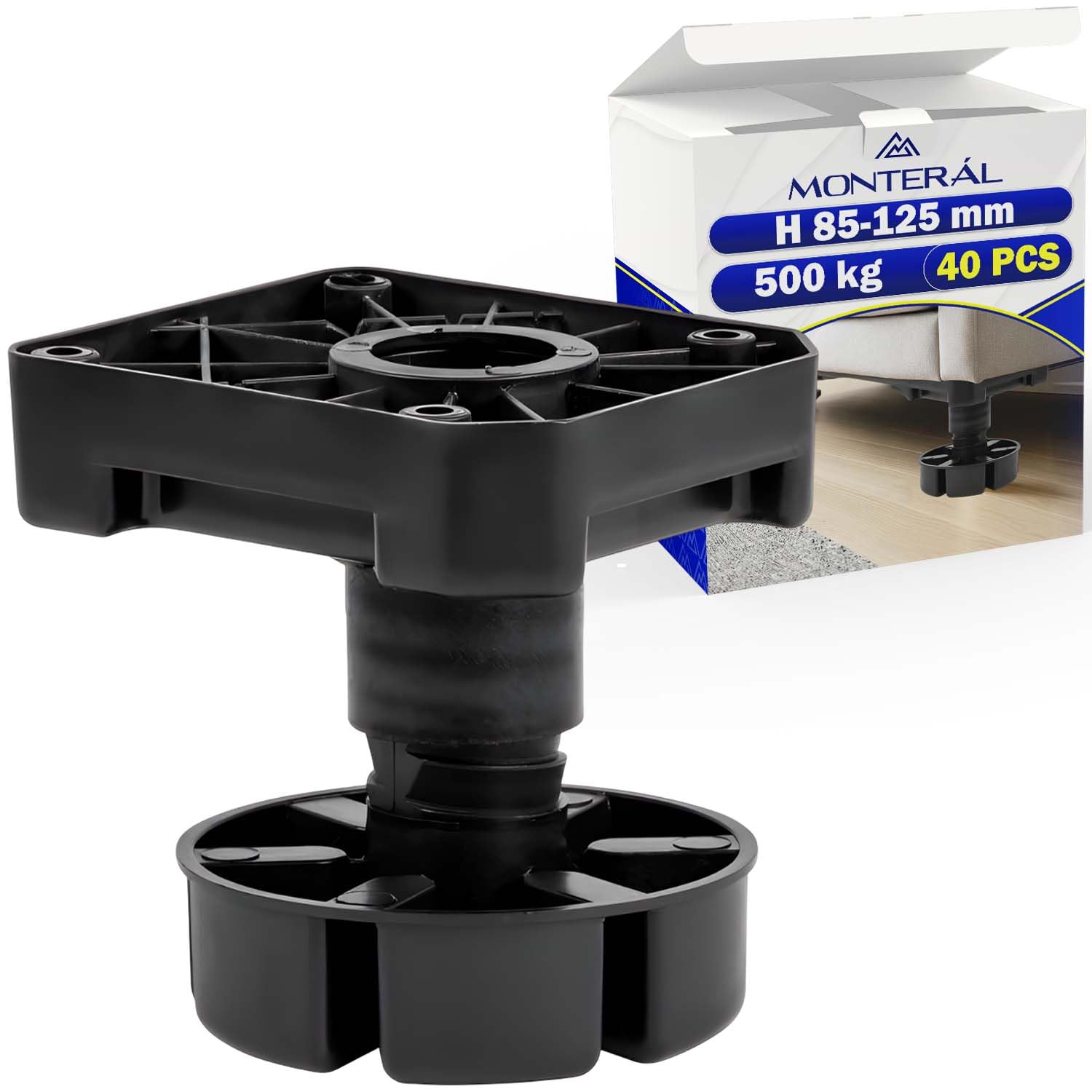 40x Patas para Muebles Regulables 85-125 mm Plataforma Montaje 92x80 mm