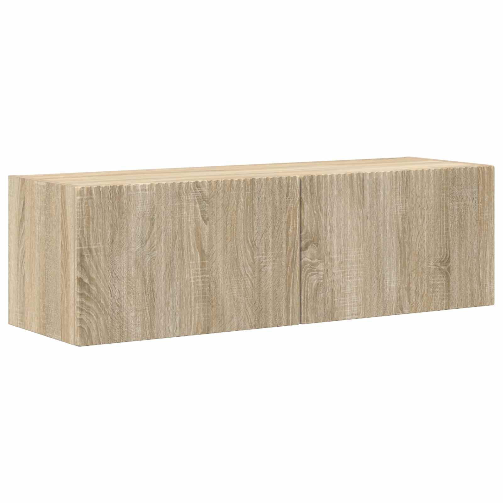 Set 4 Mobiletti TV da Parete Rovere Sonoma Legno Multistrato | Mobile soggiorno salotto porta televisione con ante a cerniera per organizzare decoder e accessori.
