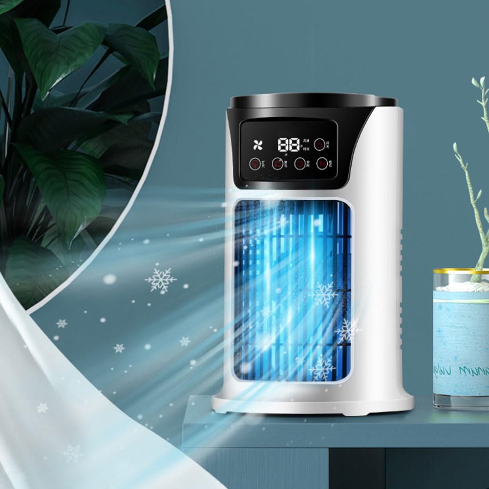 USB Mini Tischventilator mit 6 Geschwindigkeiten 300ml Wasserkühlung Sprühluftbefeuchter kleine mobile Klimaanlage Luftkühler für Zuhause Schlafzimmer Büro Studentenwohnheim Schwarz