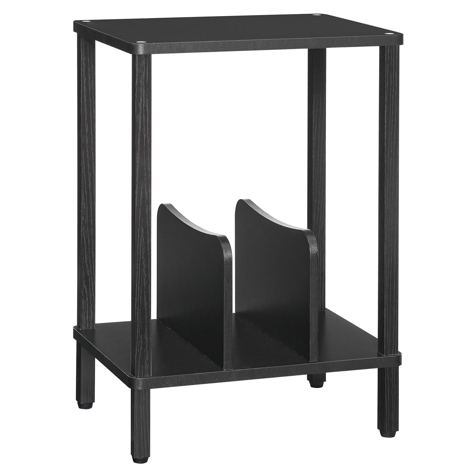 HOOBRO Soporte para Tocadiscos de 2 Niveles, Mesa para Tocadiscos de Vinilo de Estilo Industrial, con Separadores, para 100 Discos y CD, Mesa Auxiliar para Salón, Negro EBK05RS01