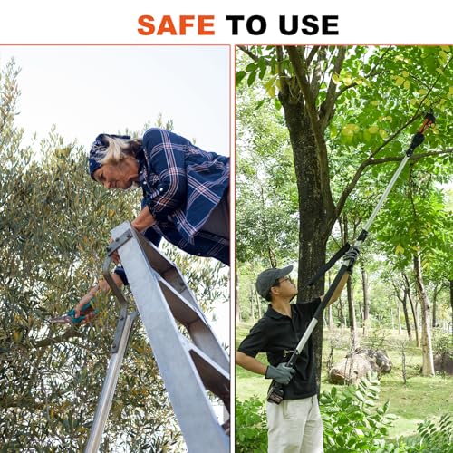 Cordless Electric Secateurs 40MM with Pole, Kebtek Professional Pruning Shears Battery Powered 21V Brushless Motor 2Pack 2AH Rechargeable Lithium Battery-LCD Display Screen (KT940 Pruner+Pole Set) - Image 4