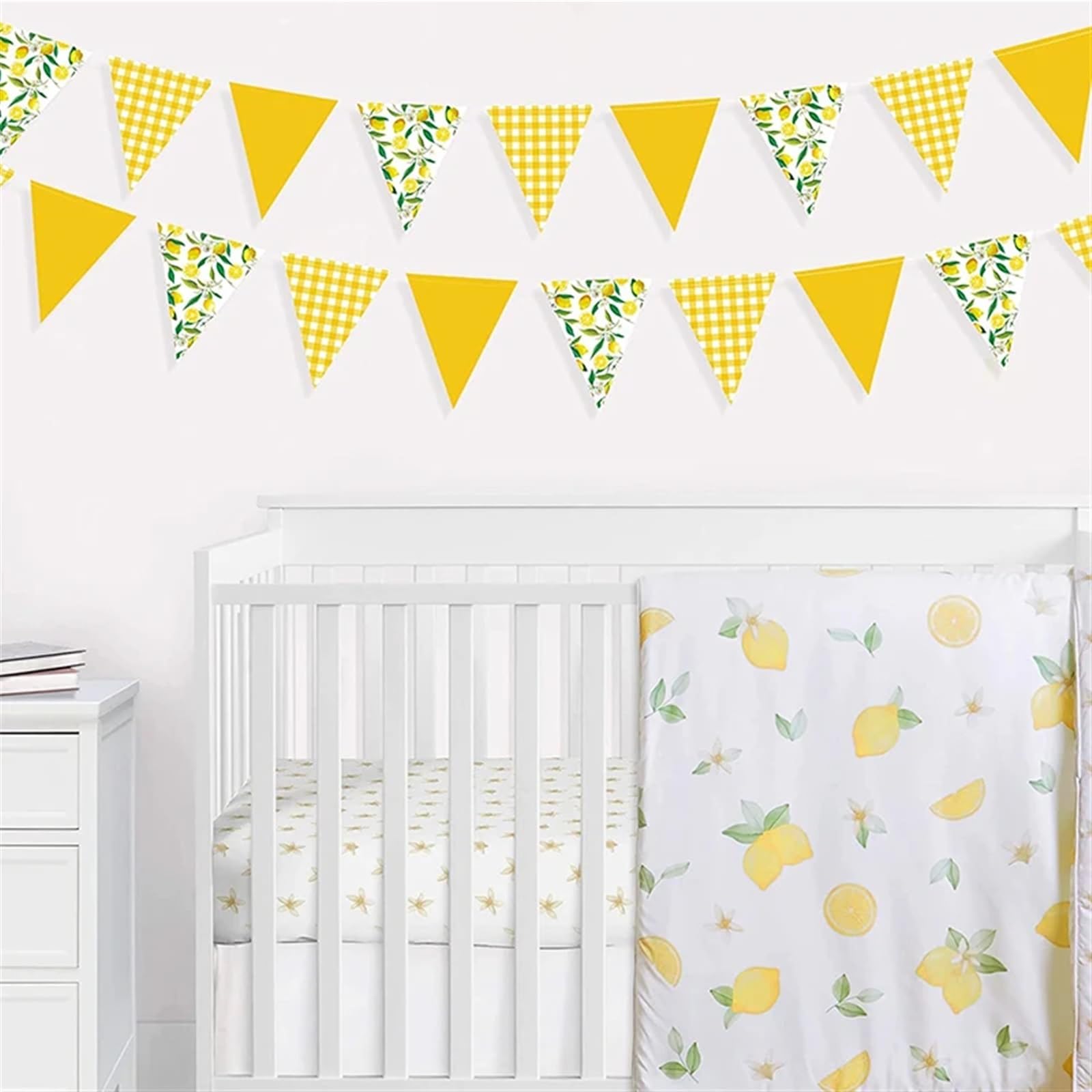 Papierowy baner z chorągiewkami w kształcie trójkąta cytrynowego 14,7 stóp Dekoracja na przyjęcie urodzinowe i baby shower