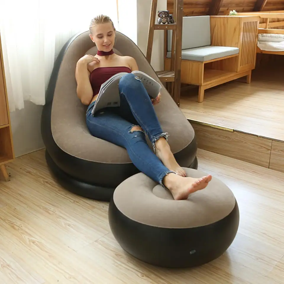 Poltrona inflável rápido portátil com banco de apoio para os pés