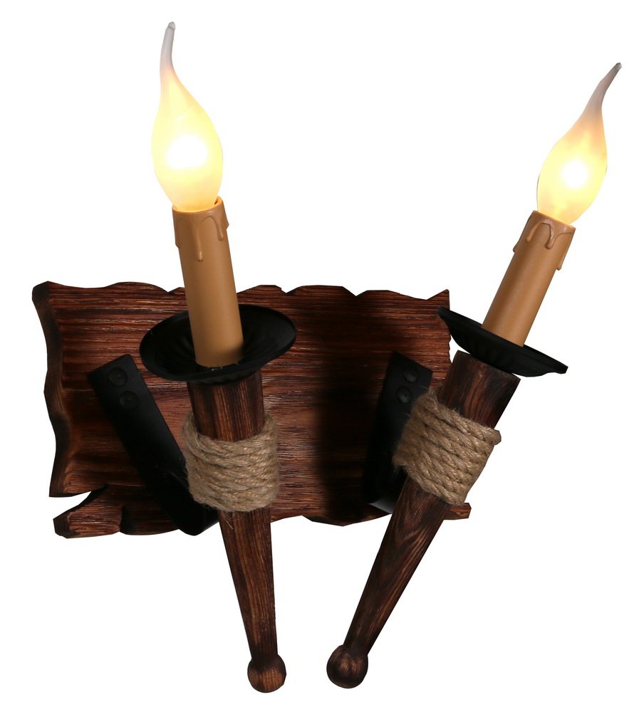 Wood Wall Light RICHARD2. Vintage Antique Country Retro Rustic Style for House Restaurant Hallway Bedroom Bar Hall Club Hotel